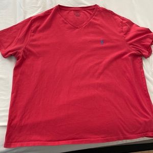 Polo Ralph Lauren salmon and light blue v neck t shirt
